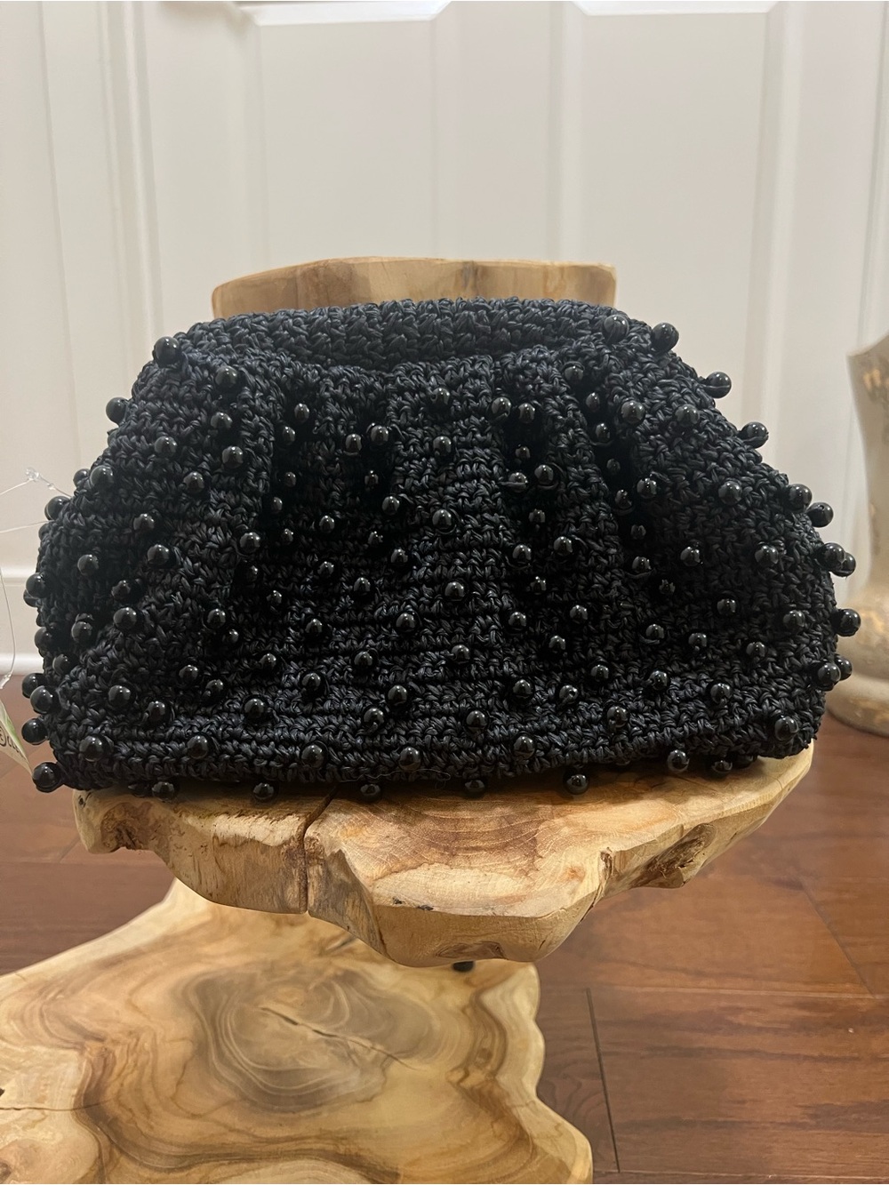 NWT Anthropologie Black Beaded Crochet Clutch - Women Bags